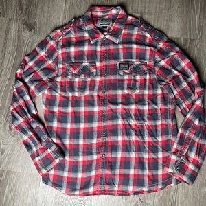Marc Ecko Red and Blue Plaid Men's Shirt
